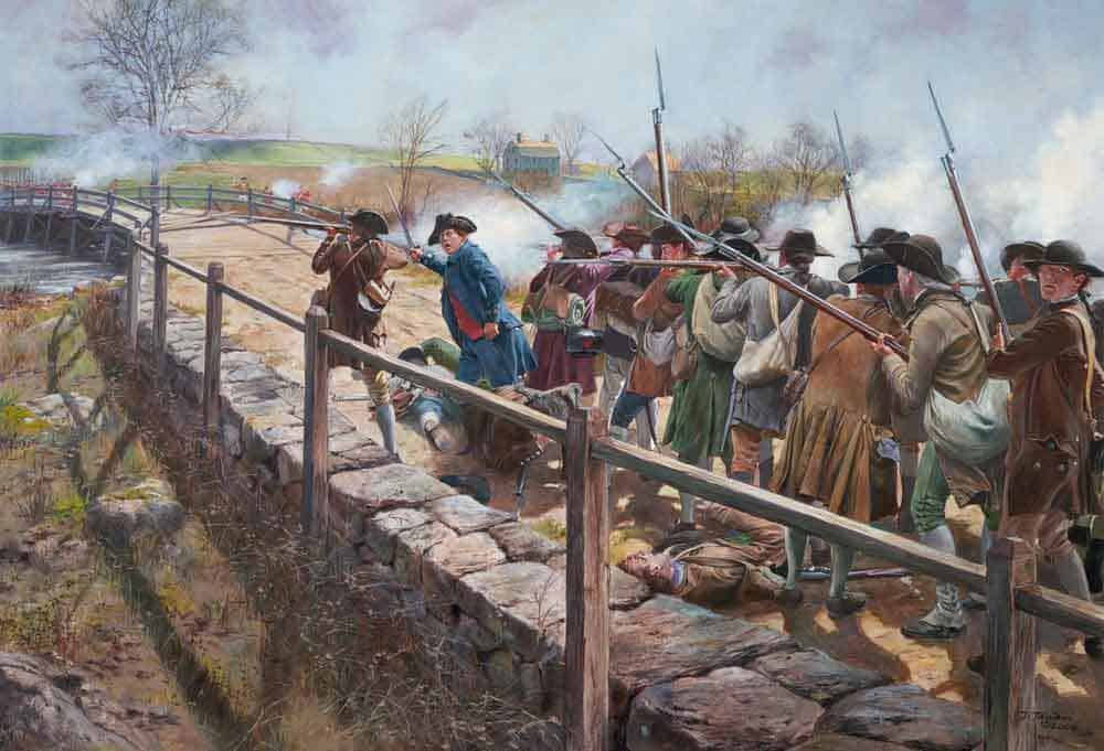 Fight for North Bridge in Battle of Lexington and Concord.