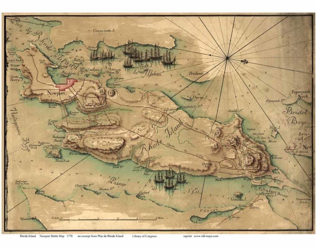 Battle of Rhode Island map