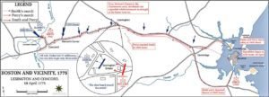 Map of the Battle of Lexington and Concord