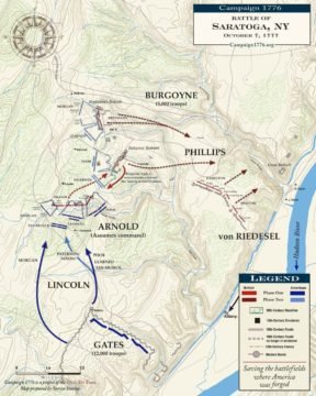 Battle of Saratoga at Bemis Heights map