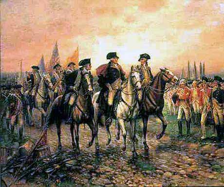General George Washington reviews the captured British army at Yorktown on 19th October 1781